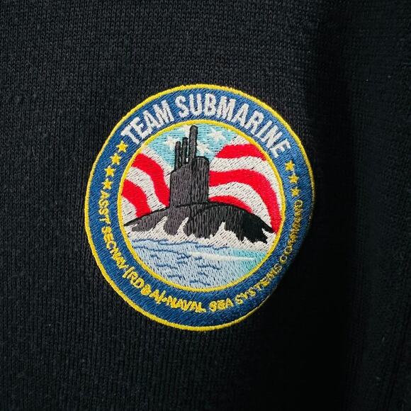 Lands End Men's M Long Sleeve Sweater Jacket Team Submarine Naval Sea Systems - Picture 2 of 6